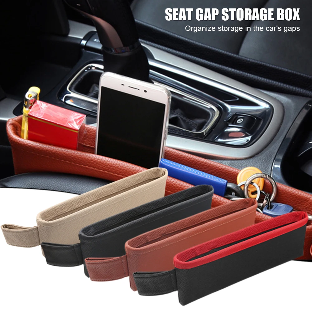 

Universal Car Seat Gap Filler Storage Box PU Leather Seat Crevice Organizer Stop Pad Trash Can Car Seat Organizer Accessories