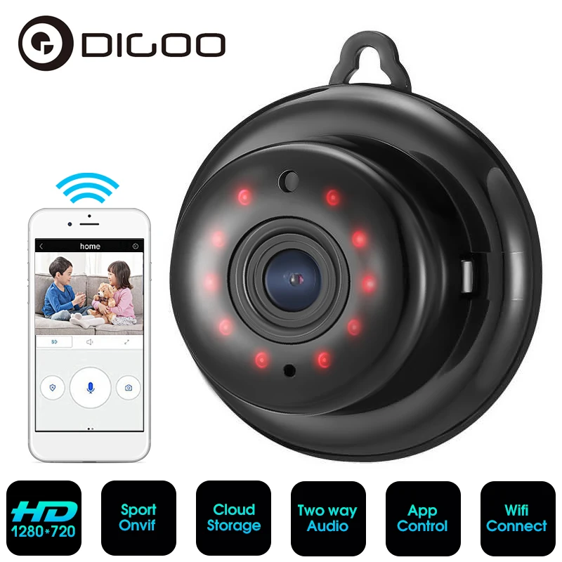 DIGOO DG-MYQ 2.1mm Lens 720P Wireless Mini WIFI Night Vision Smart Home Security IP Camera Onvif Monitor Baby Monitor Accessory
DIGOO DG-MYQ 2.1mm Lens 720P Wireless Mini WIFI Night Vision Smart Home Security IP Camera Onvif Monitor Baby Monitor Accessory