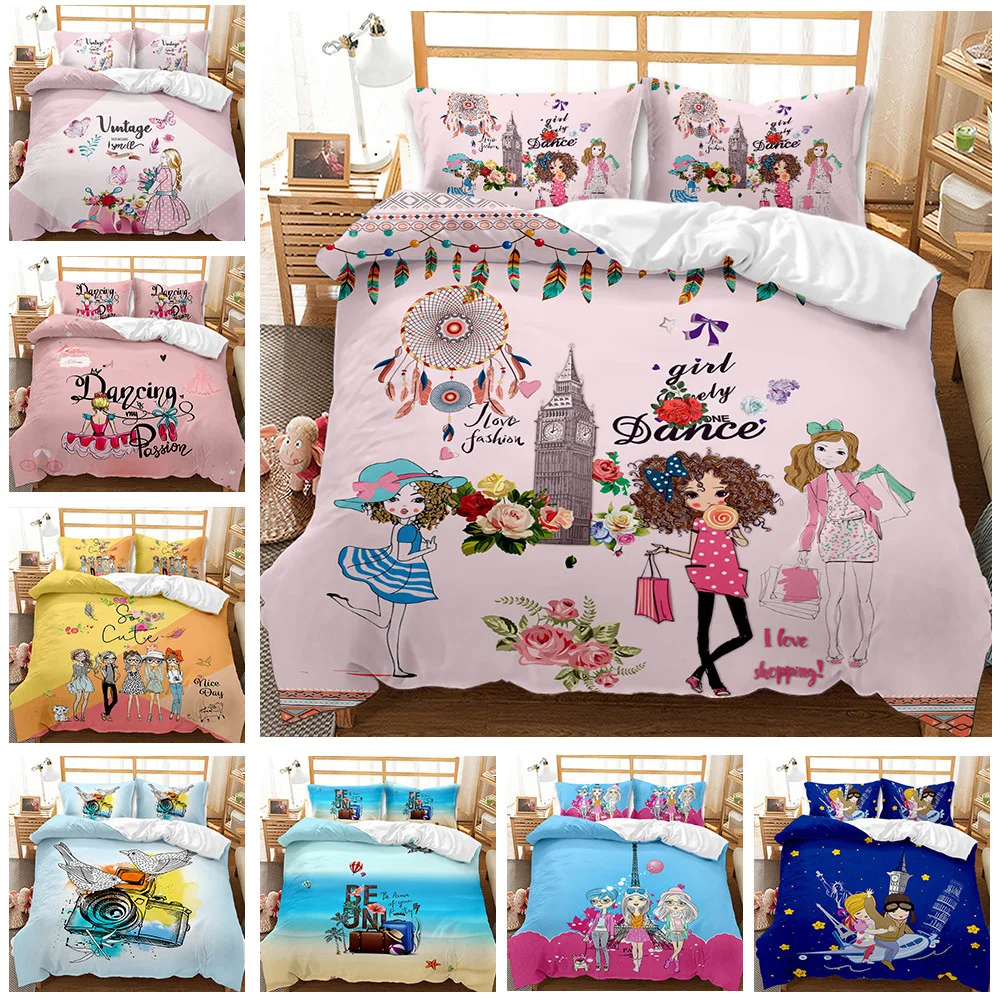 Girl Flower Digital Print Soft Microfiber Cartoon Lovely Pink Duvet Cover Set for Girls Cute Bedding Cover Set 2/3pcs Bedclothes
Girl Flower Digital Print Soft Microfiber Cartoon Lovely Pink Duvet Cover Set for Girls Cute Bedding Cover Set 2/3pcs Bedclothes