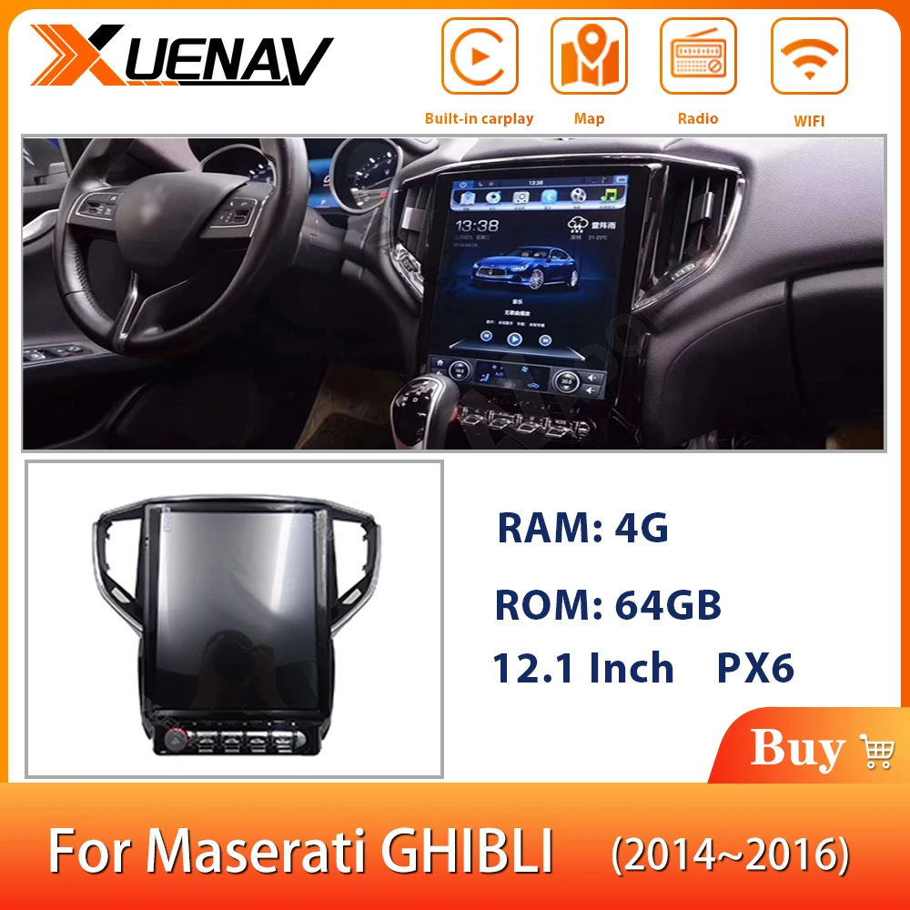 XUENAV 12 1 дюймов мультимедийный радио плеер для Maserati GHIBLI 2014 2016 2din Android автомобильный