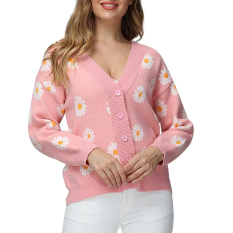 Autumn Women's Small Fresh Sweet Small Daisy Jacquard Cardigan Sweater New V-Collar Slim Casual Coat HTYU1
Autumn Women's Small Fresh Sweet Small Daisy Jacquard Cardigan Sweater New V-Collar Slim Casual Coat HTYU1