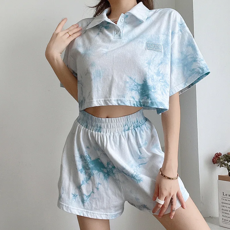 2021 Women Fashion sports Tie-dye T-shirt/Shorts Casual Short Sleeve Tops High Waist Short Pants for Daily Wear Home Wear
2021 Women Fashion sports Tie-dye T-shirt/Shorts Casual Short Sleeve Tops High Waist Short Pants for Daily Wear Home Wear