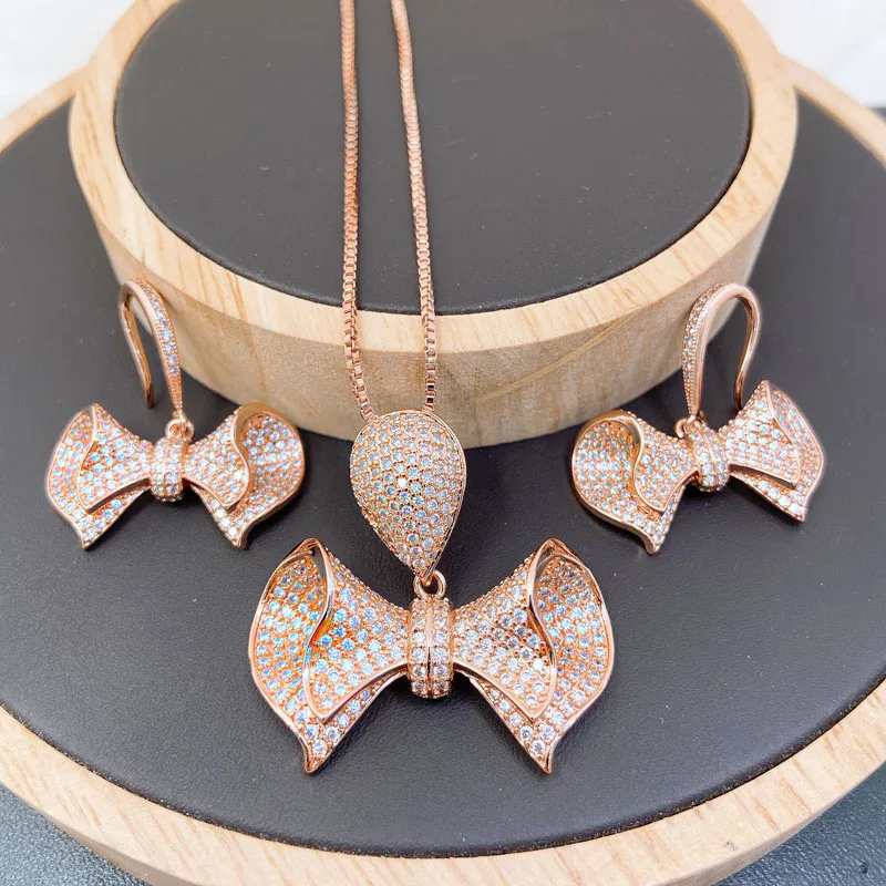 Lanyika Fashion Jewelry Set Loveliness Bowknot Full Micro Pave Necklace with Earrings for Women Wedding Anniversary Best Gifts
Lanyika Fashion Jewelry Set Loveliness Bowknot Full Micro Pave Necklace with Earrings for Women Wedding Anniversary Best Gifts