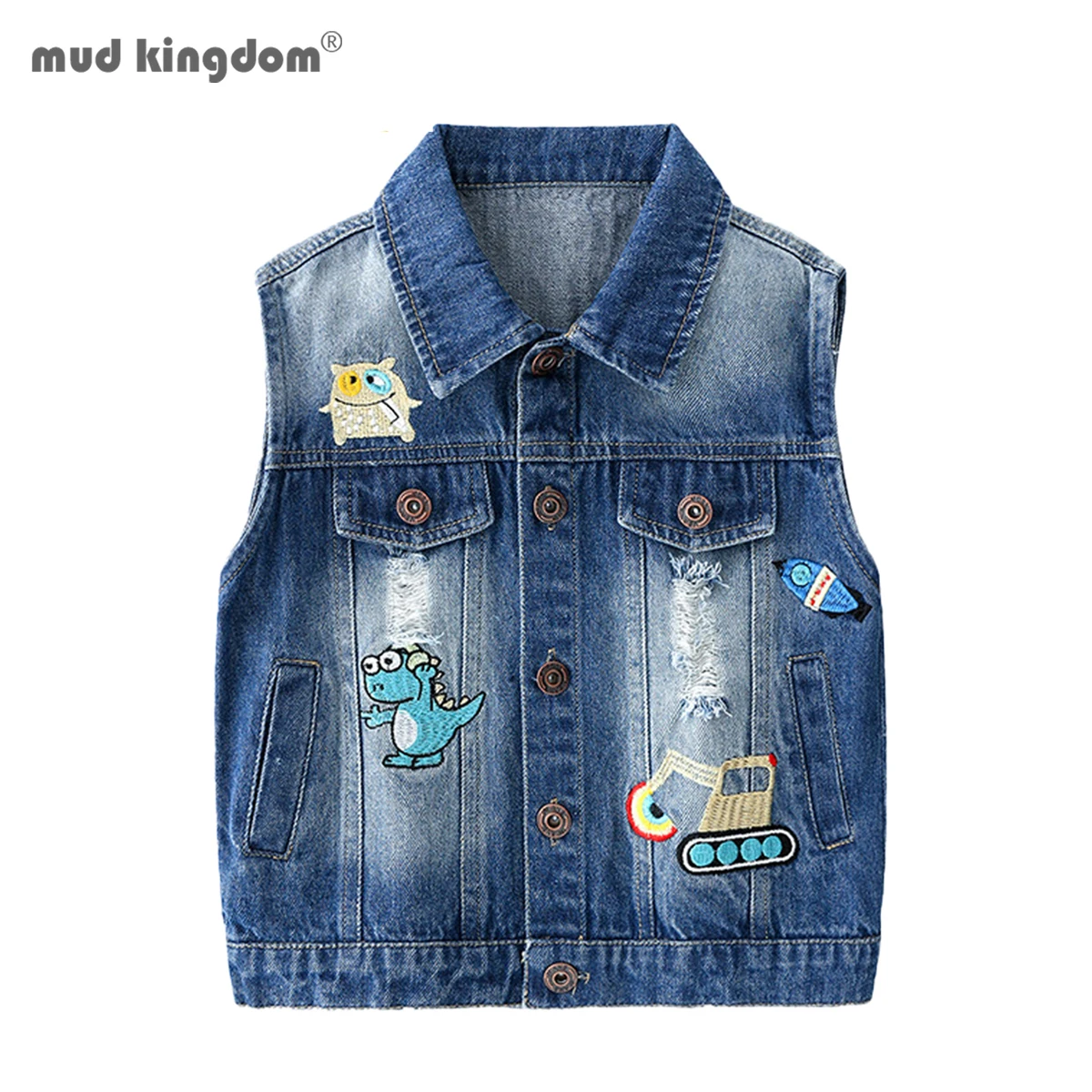 Mudkingdom Little Boys Fashion Ripped Denim Vest with Cute Embroidered Cartoon Spring and Autumn Fashion Children Cowboy Vest
Mudkingdom Little Boys Fashion Ripped Denim Vest with Cute Embroidered Cartoon Spring and Autumn Fashion Children Cowboy Vest