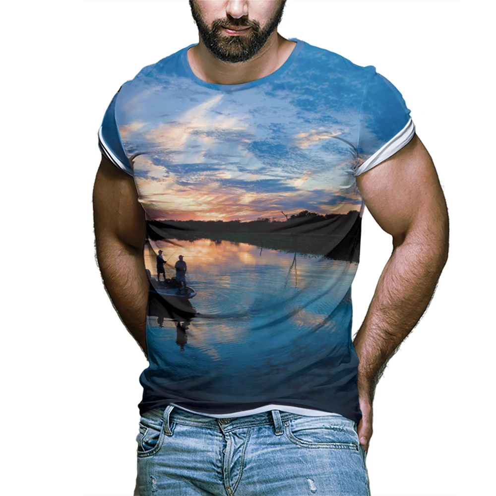 3D printing fishing rod| Landscape print T-shirt Men's Round neck short-sleeved T shirt Animal fish Breathable All-match tees
3D printing fishing rod| Landscape print T-shirt Men's Round neck short-sleeved T shirt Animal fish Breathable All-match tees