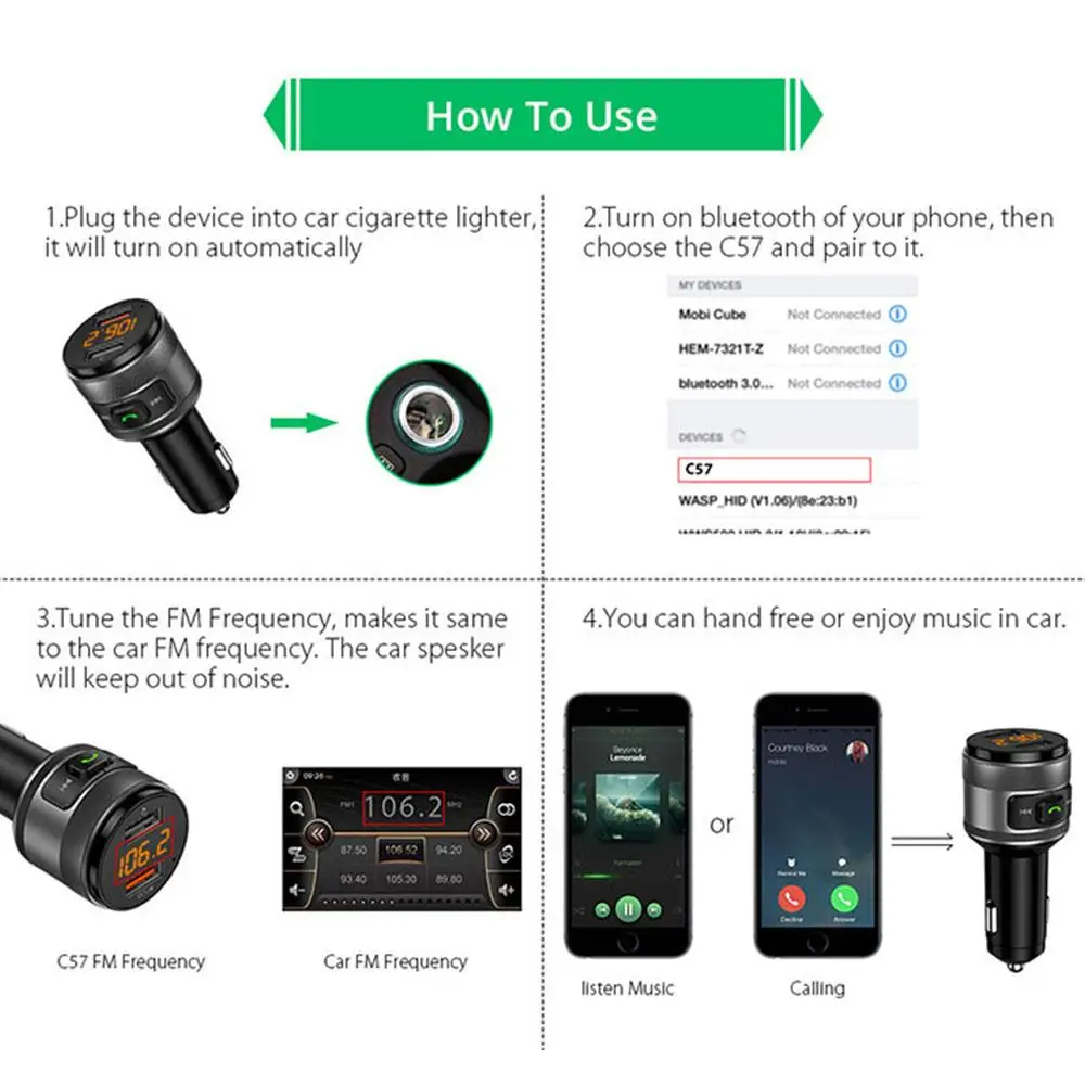 Universal Fm Transmitter Quick 3.0 Dual USB Handsfree Smart Car Charger VANJEW C57 Snelle Oplader Voor
Universal Fm Transmitter Quick 3.0 Dual USB Handsfree Smart Car Charger VANJEW C57 Snelle Oplader Voor