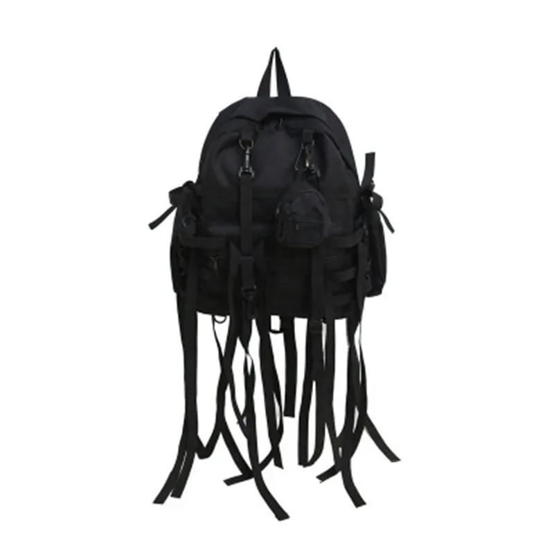 Fashion Punk Unisex Backpack Women Oxford Black Casual Backpack Men Tassels Travel Bag With Small Bag Zipper Bag
Fashion Punk Unisex Backpack Women Oxford Black Casual Backpack Men Tassels Travel Bag With Small Bag Zipper Bag