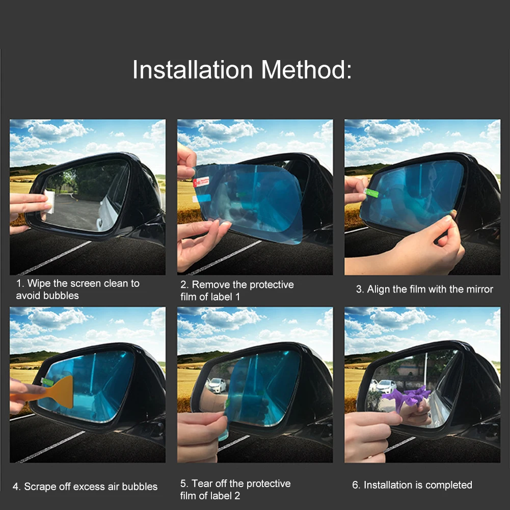 Auto Car glass anti-fog and rain-proof film Car rearview mirror sticker modificationWaterproof Sticker Driving Safety for Mirror 
Auto Car glass anti-fog and rain-proof film Car rearview mirror sticker modificationWaterproof Sticker Driving Safety for Mirror