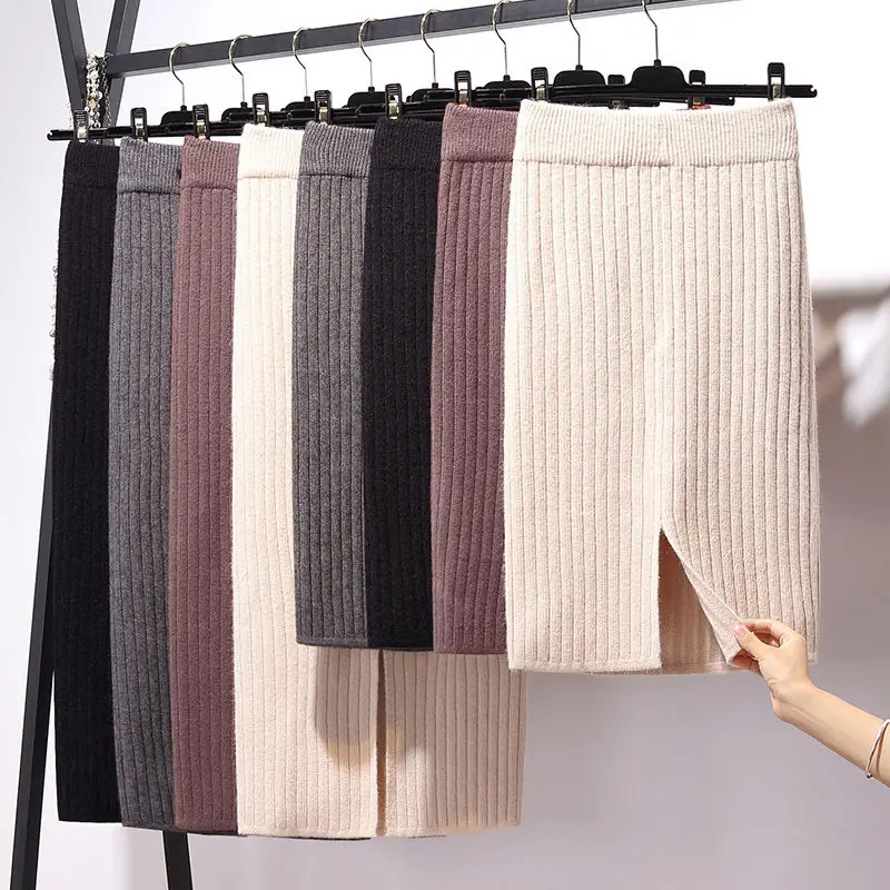 Winter Thickening Wool Blend Split Mid Knitted Skirt Cashmere Warm Hip Slim Mid-calf Knit Skirts 3 Length 3 Colors
Winter Thickening Wool Blend Split Mid Knitted Skirt Cashmere Warm Hip Slim Mid-calf Knit Skirts 3 Length 3 Colors
