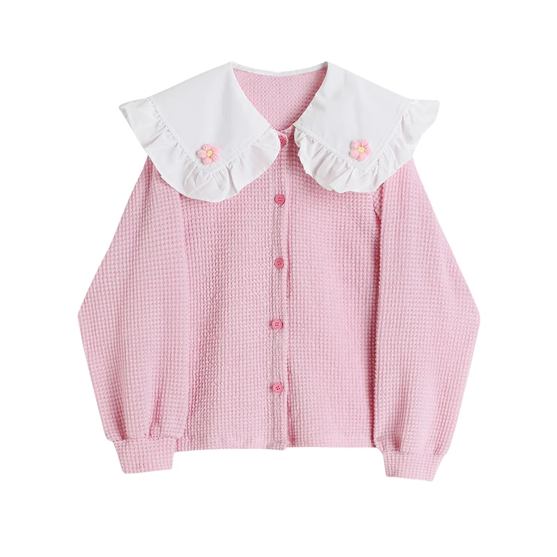 Women Knitted Sweater Cardigan Peter Pan Collar Long Sleeve Hollow Out Ladies Fashion Sweet Casual Oversized Pink Knitwear Tops
Women Knitted Sweater Cardigan Peter Pan Collar Long Sleeve Hollow Out Ladies Fashion Sweet Casual Oversized Pink Knitwear Tops