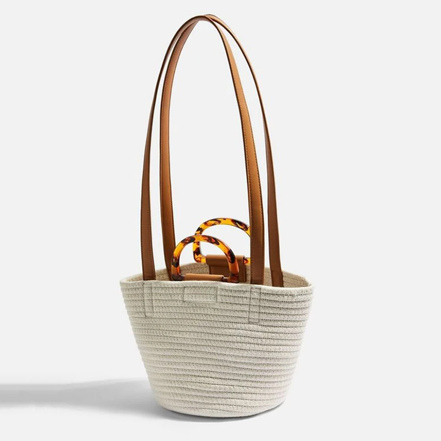 Acrylic Amber Handle Straw Women Handbags Handmade Straw Women Shoulder Bag Large Capacity Summer Beach Women's Bag Bucket Totes
Acrylic Amber Handle Straw Women Handbags Handmade Straw Women Shoulder Bag Large Capacity Summer Beach Women's Bag Bucket Totes