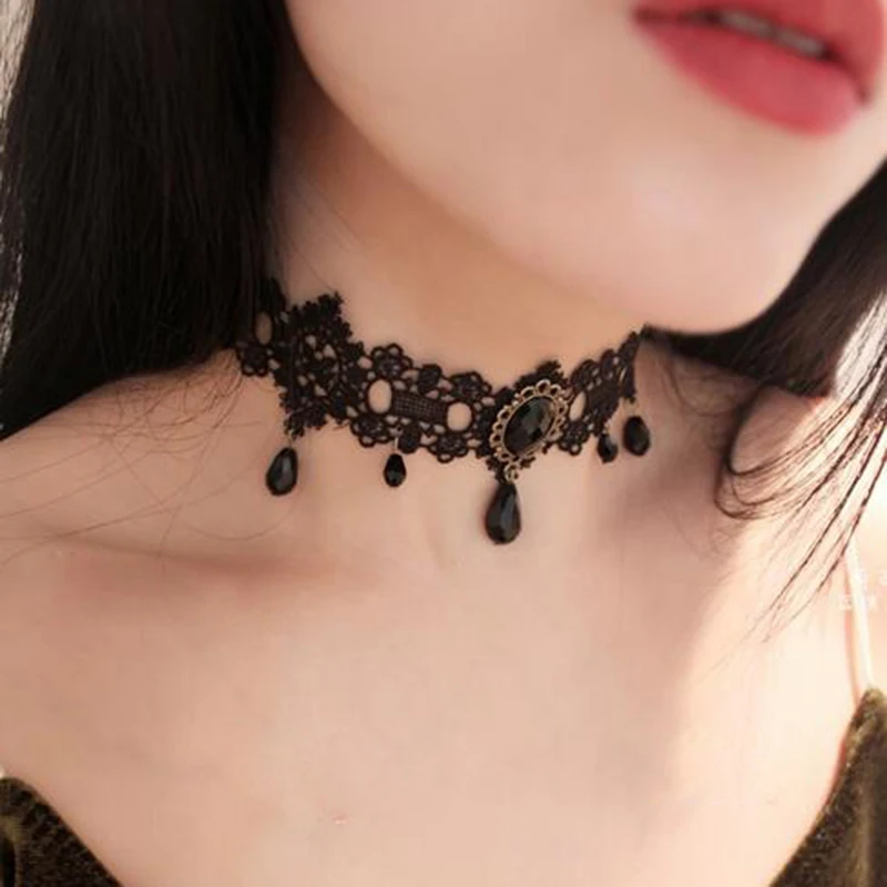 2021 fashion Gothic Victorian Crystal Tassel Tattoo Choker Necklace Black Lace Choker Collar Vintage Women Wedding Jewelry
2021 fashion Gothic Victorian Crystal Tassel Tattoo Choker Necklace Black Lace Choker Collar Vintage Women Wedding Jewelry