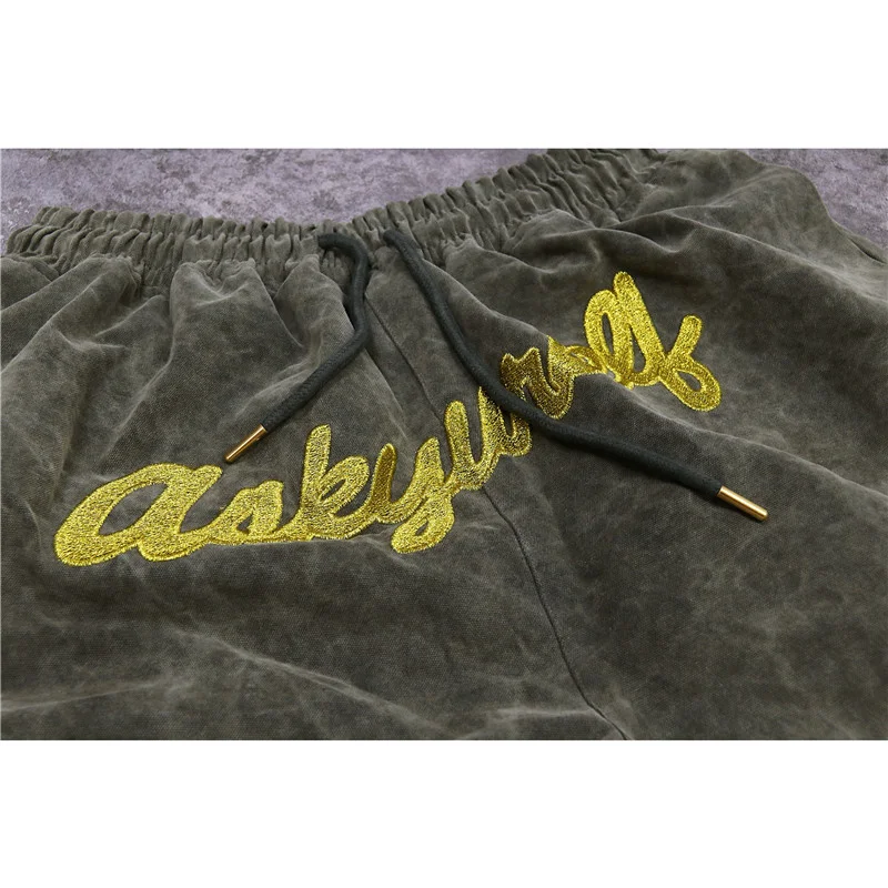 Gold Thread Embroidery Askyurself Shorts Men Women 1:1 Casual Drawstring Comfortable Mesh Beach | Мужская одежда