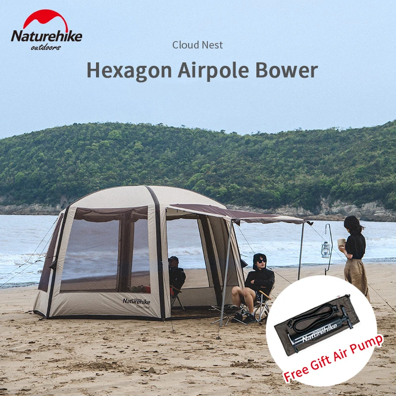 Naturehike Hexagonal Inflatable Tent 150D Rainproof Awning Outdoor Beach Air Pole Bower Camping Tent Canopy With Air Pump Travel
Naturehike Hexagonal Inflatable Tent 150D Rainproof Awning Outdoor Beach Air Pole Bower Camping Tent Canopy With Air Pump Travel