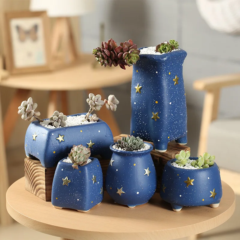 Blue Star Series Coarse Pottery Fleshy Flowerpot Old Pile Cartoon Plain Burning Breathable Retro Ceramic Flowerpot Indoor
Blue Star Series Coarse Pottery Fleshy Flowerpot Old Pile Cartoon Plain Burning Breathable Retro Ceramic Flowerpot Indoor