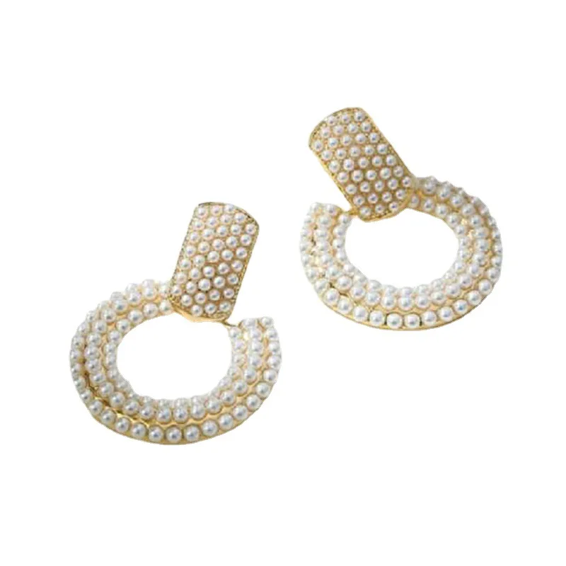 Inlaid with Pearl Delicate Hyperbole Geometric Circle Earrings Jewelry Gold Colour Earring for Women
Inlaid with Pearl Delicate Hyperbole Geometric Circle Earrings Jewelry Gold Colour Earring for Women