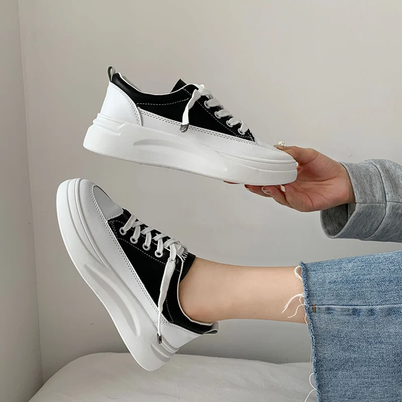 Women's Sneakers Thick Bottom Vulcanized Shoes PU Lace Up Shallow Female Fashion Casual Comfortable Concise Ladies Footwear 2021
Women's Sneakers Thick Bottom Vulcanized Shoes PU Lace Up Shallow Female Fashion Casual Comfortable Concise Ladies Footwear 2021