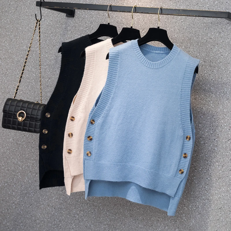 Осенне-зимний женский трикотажный жилет EHQAXIN 2021, Новый Свободный пуловер без рукавов на пуговицах, асимметричный свитер для женщин 
Осенне-зимний женский трикотажный жилет EHQAXIN 2021, Новый Свободный пуловер без рукавов на пуговицах, асимметричный свитер для женщин