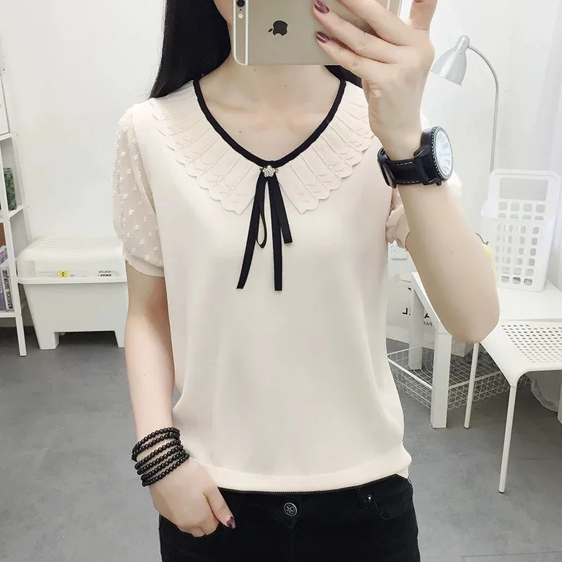 Fashion Women Tops T-shirts Female 2019 Summer beige 
Fashion Women Tops T-shirts Female 2019 Summer beige