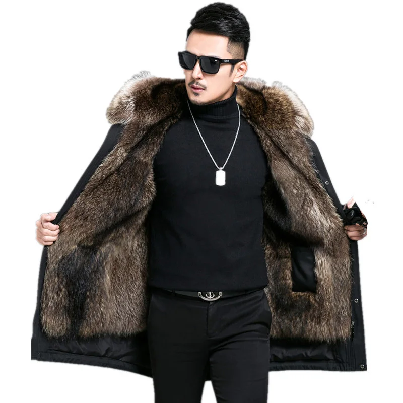 

Real Fur Coat Natural Raccoon Fur Parka Winter Jacket Men Clothes Warm Long Parkas Plus Size 5xl Veste Homme Hiver MY1812