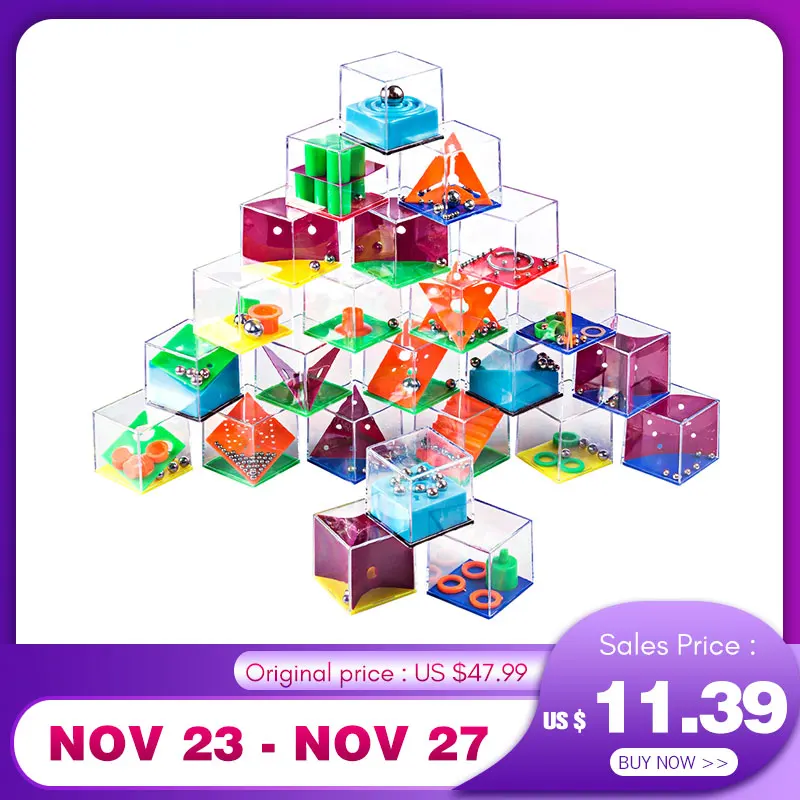 12/24/30Pcs Maze Game Puzzle Boxes with Steel Ball Brain Teaser Educational Toys Gift for Kids Adults Learning Christmas Gifts
12/24/30Pcs Maze Game Puzzle Boxes with Steel Ball Brain Teaser Educational Toys Gift for Kids Adults Learning Christmas Gifts