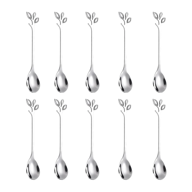 10 Spoons Stainless Steel Leaf Coffee Spoon Dessert Spoons,Stirring,Mixing,Ice Cream,Cake,Teaspoons
10 Spoons Stainless Steel Leaf Coffee Spoon Dessert Spoons,Stirring,Mixing,Ice Cream,Cake,Teaspoons