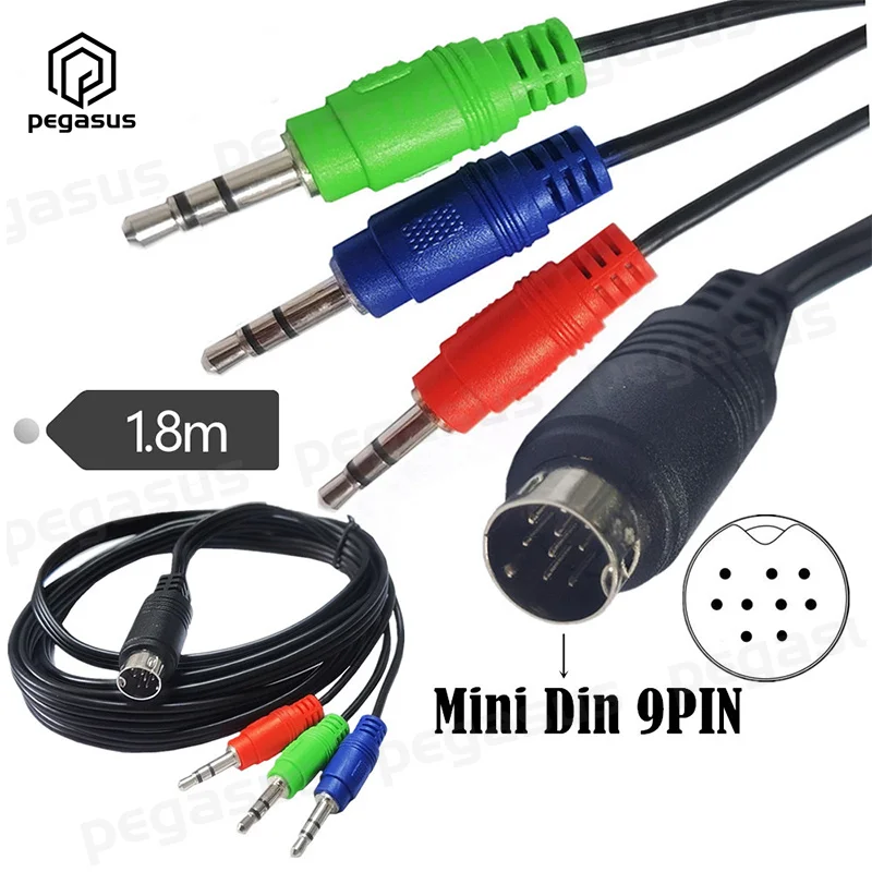 1 8 метров Mini DIN 9-контактный штекер-постоянный ток 3*3 5 мм Штекерный адаптер кабель
