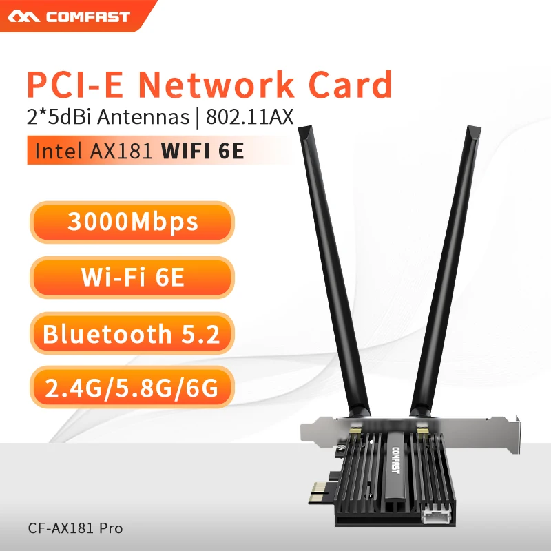 3000Mbps WiFi 6 PCIE Wireless Adapter Bluetooth 5.2 Intel AX210 Dual Band 2.4G/5Ghz PCI Express 802.11AX Wi-Fi Network Card - купить по