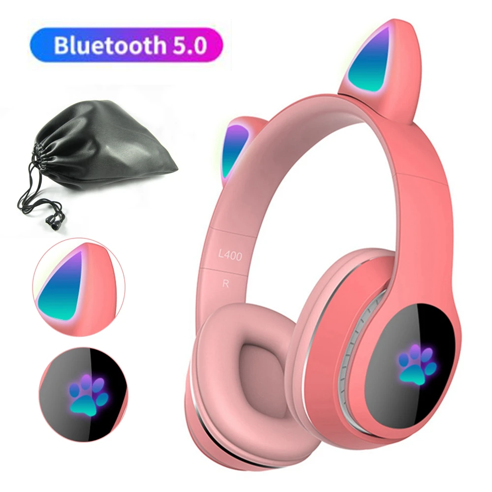 400mAh RGB LED Cute Cat Wireless Headphone with Mic, Colorful Cartoon Kids Girls Music Bluetooth Helmet support TF card with bag
400mAh RGB LED Cute Cat Wireless Headphone with Mic, Colorful Cartoon Kids Girls Music Bluetooth Helmet support TF card with bag