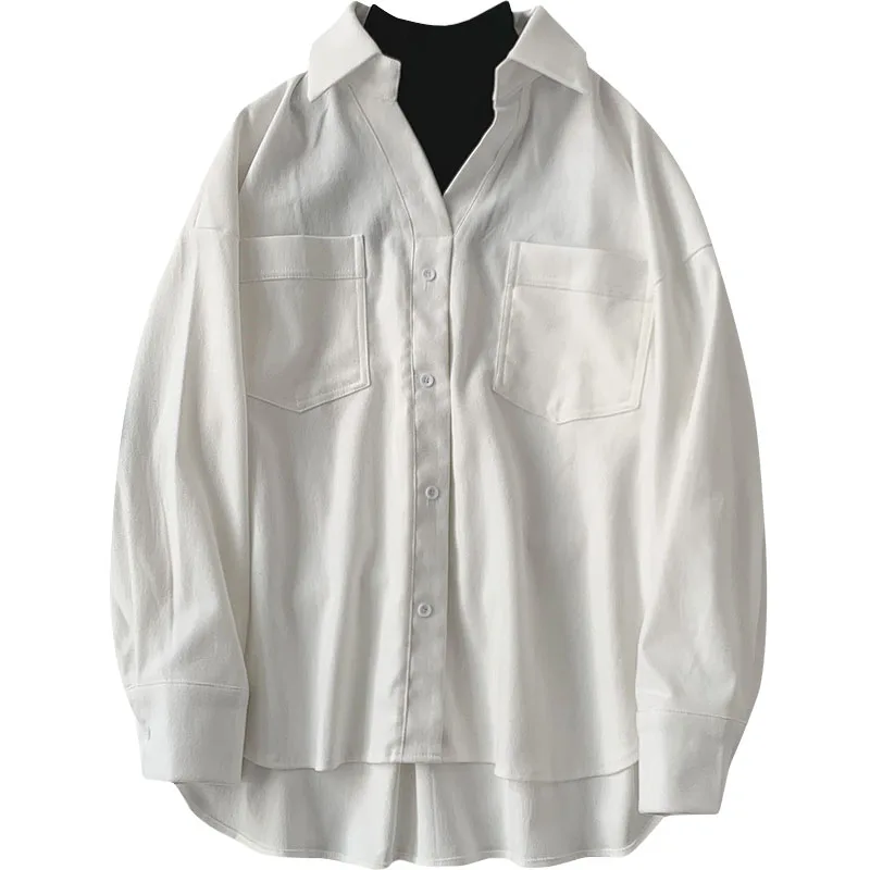 2021 Spring New False 2 Pieces Women Shirts Thic Turtleneck Solid Loose Pocket Casual All Match Female Outwear Tops
2021 Spring New False 2 Pieces Women Shirts Thic Turtleneck Solid Loose Pocket Casual All Match Female Outwear Tops