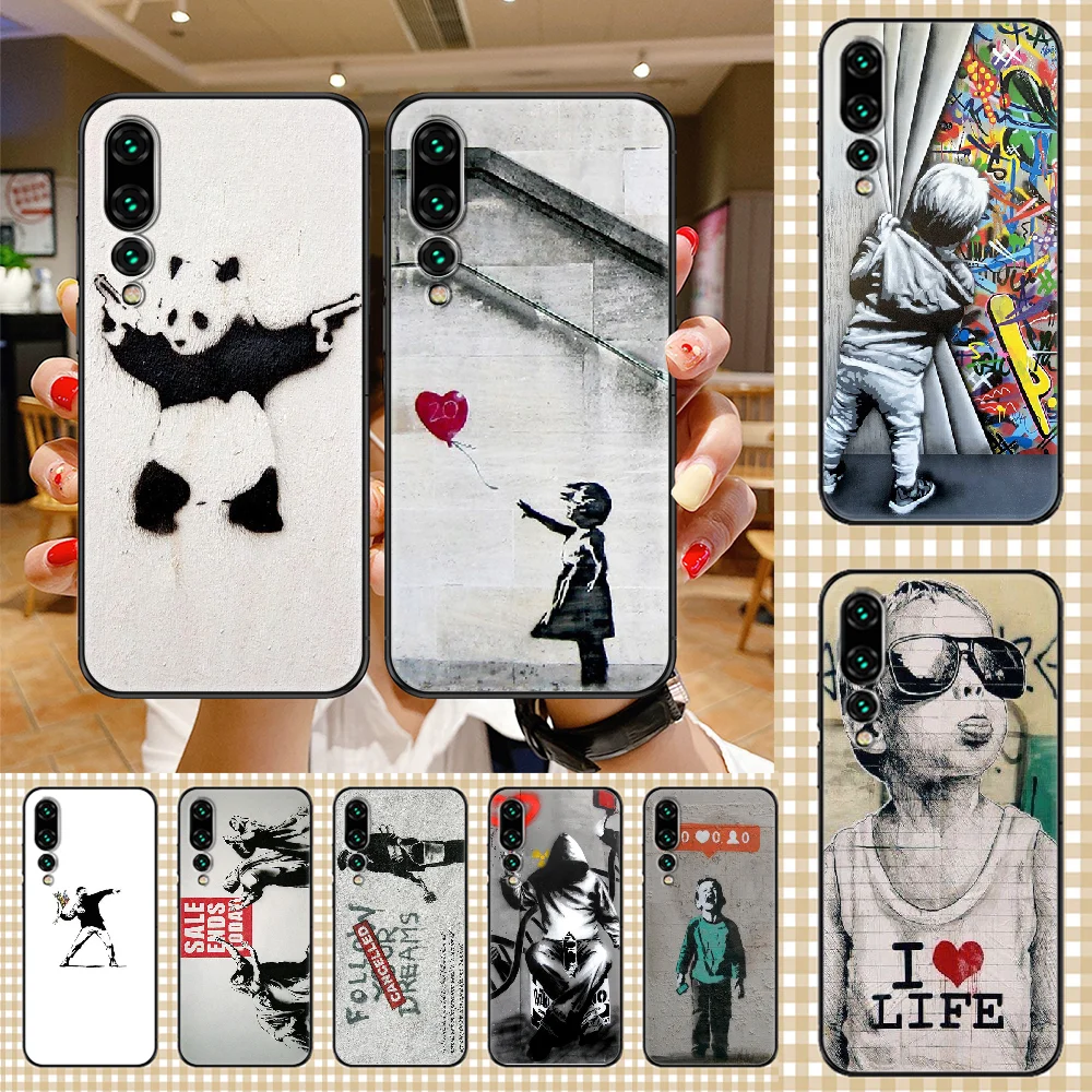 Чехол для телефона с граффити Бэнкси в уличном стиле Huawei P Mate P10 P20 P30 P40 10 20 Smart Z Pro Lite