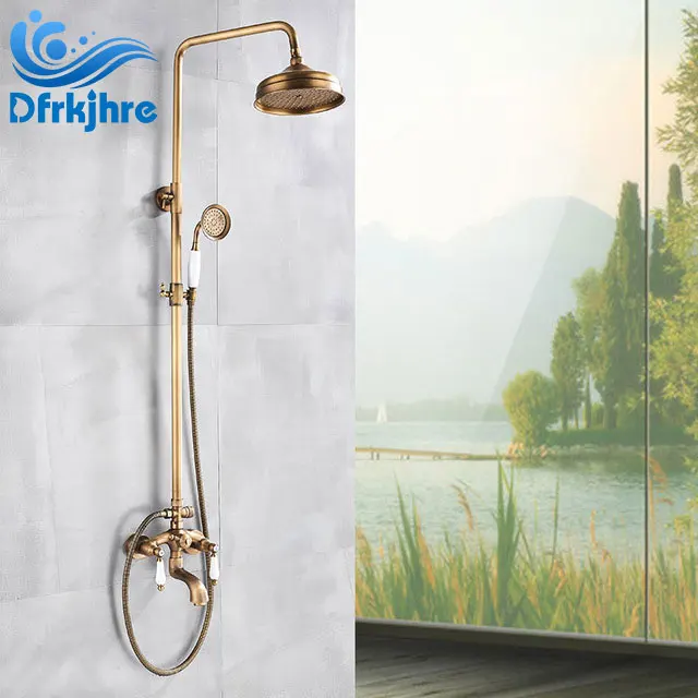 Bqthroom Antique Wall Mounted Brass Rainfall Shower Head Faucet Valve Tub Spout Hand Shower Wall Mounted Shower Faucets Sets
Bqthroom Antique Wall Mounted Brass Rainfall Shower Head Faucet Valve Tub Spout Hand Shower Wall Mounted Shower Faucets Sets