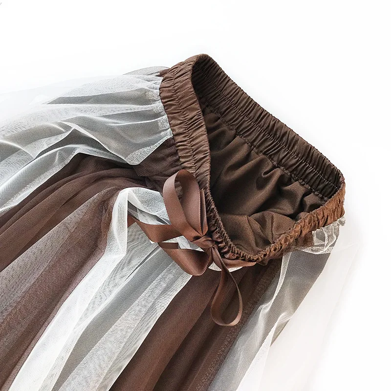 Fashion Women Mesh Skirt Simple High Waist Patchwork Color Skirts Female Sweet Ladies Long Mesh Skirts Big Swing Skirt Faldas
Fashion Women Mesh Skirt Simple High Waist Patchwork Color Skirts Female Sweet Ladies Long Mesh Skirts Big Swing Skirt Faldas