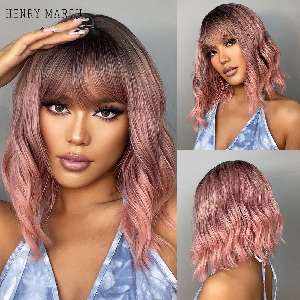 HENRY MARGU Medium Water Wave Synthetic Wigs with Bangs Pink Black Ombre Bob Curly Hair Wigs for Women Heat Resistant Cosplay
HENRY MARGU Medium Water Wave Synthetic Wigs with Bangs Pink Black Ombre Bob Curly Hair Wigs for Women Heat Resistant Cosplay