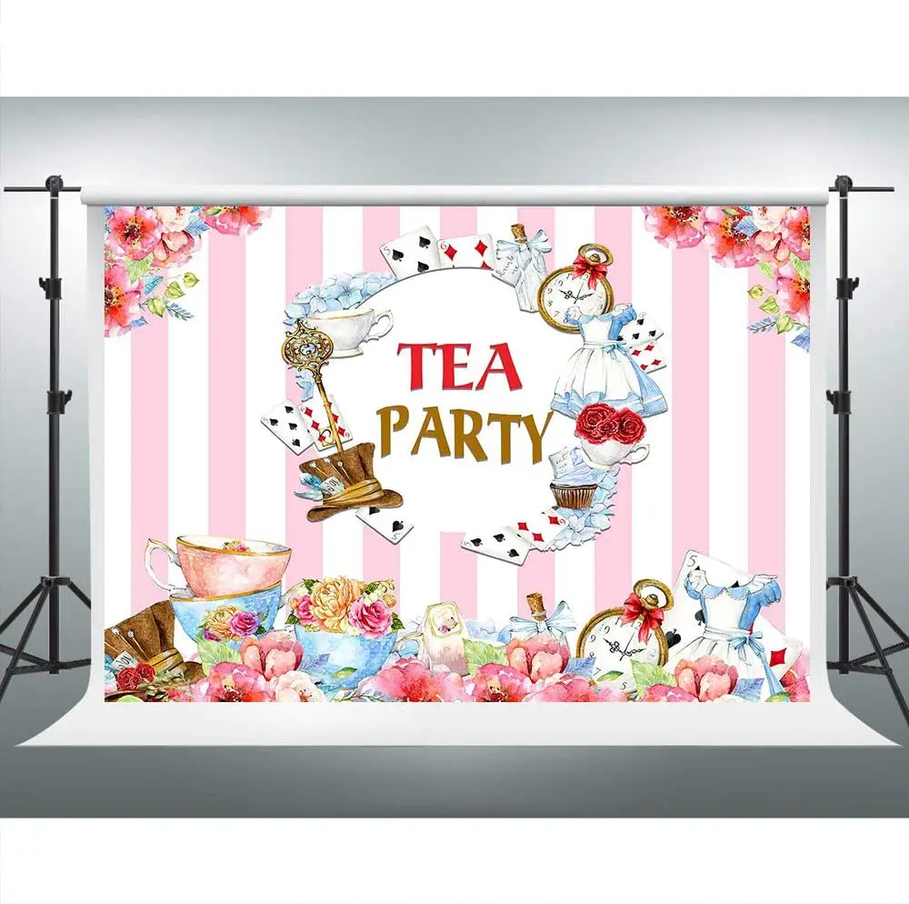 Tea Party Backdrop Pink White Stripes Watercolor Floral Adventures Background Photo Booth Banner For Cake Table Supplies
Tea Party Backdrop Pink White Stripes Watercolor Floral Adventures Background Photo Booth Banner For Cake Table Supplies