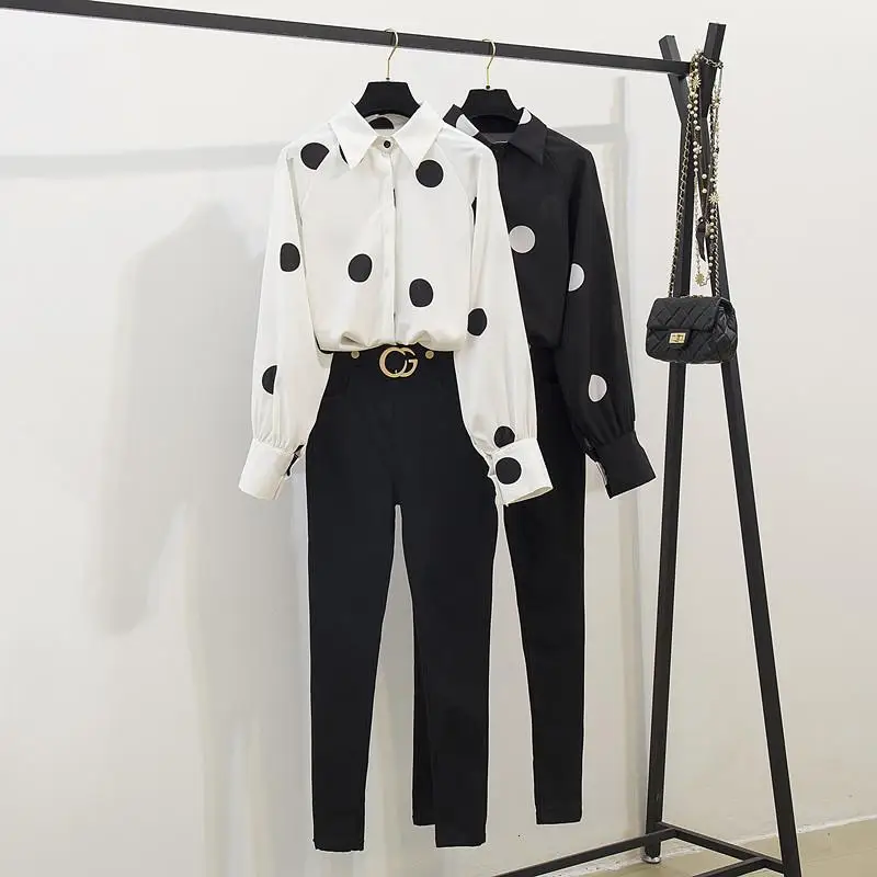 ICHOIX 2020 Spring Women Long Sleeves Dot Shirts + Slim Pants 2 pcs Sets Female Fashion Suits White Kits
ICHOIX 2020 Spring Women Long Sleeves Dot Shirts + Slim Pants 2 pcs Sets Female Fashion Suits White Kits