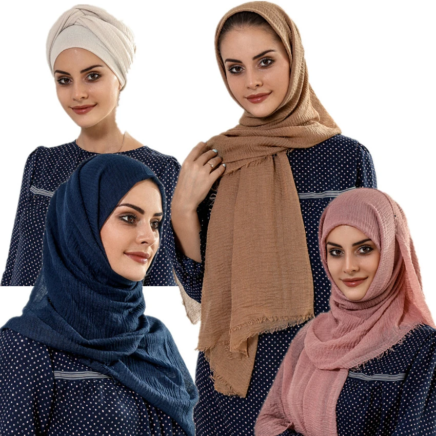 Женский хлопковый шарф в мусульманском стиле однотонный арабском | Тематическая