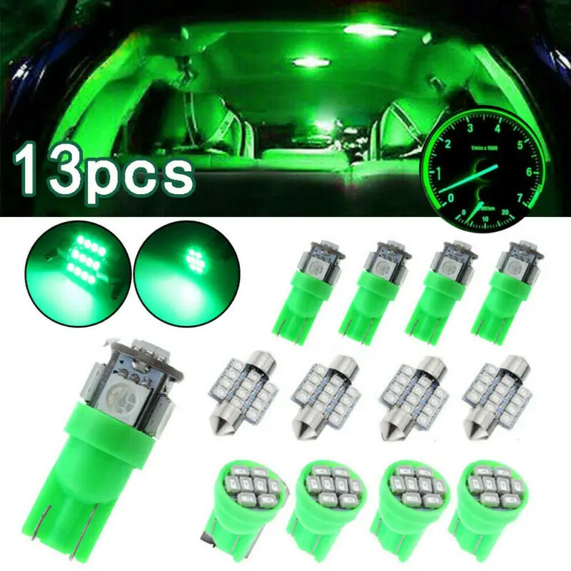 13pcs Green Car Interior LED 12V Bulb Light Lights Parking Backup T10 & 31mm Dome License Plate Lamp Kit Accessories Universal
13pcs Green Car Interior LED 12V Bulb Light Lights Parking Backup T10 & 31mm Dome License Plate Lamp Kit Accessories Universal