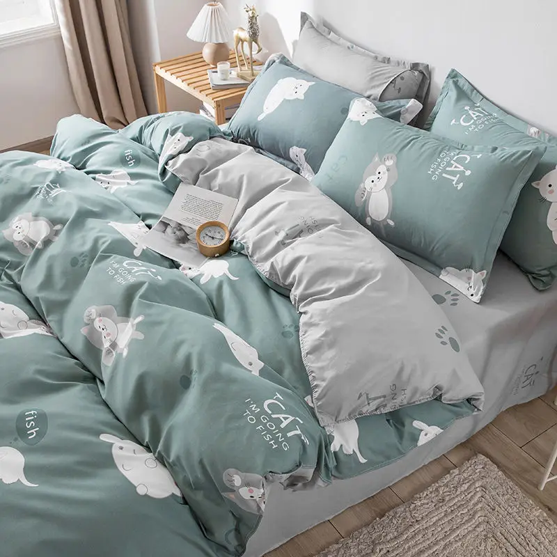 Letter Bear 4-piece set of bedding, washed cotton bed linen, quilt cover, pillowcase, cartoon single and double bed 3-piece set
Letter Bear 4-piece set of bedding, washed cotton bed linen, quilt cover, pillowcase, cartoon single and double bed 3-piece set