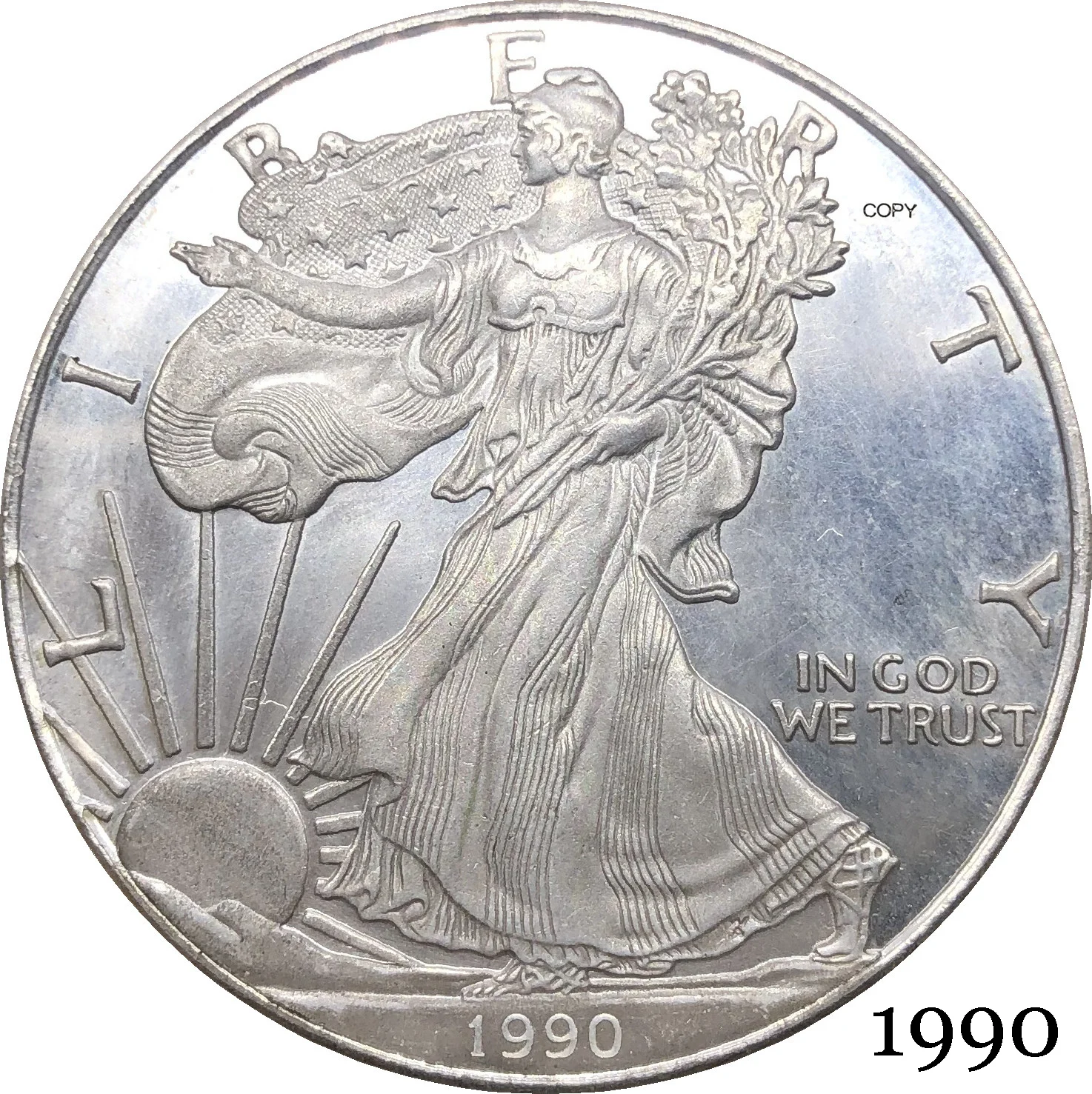 United States America 1990 S In God We Trust 1 OZ Fine Silver Bullion Eagles One Dollar Silver Plated Copy Commemorative Coin
United States America 1990 S In God We Trust 1 OZ Fine Silver Bullion Eagles One Dollar Silver Plated Copy Commemorative Coin