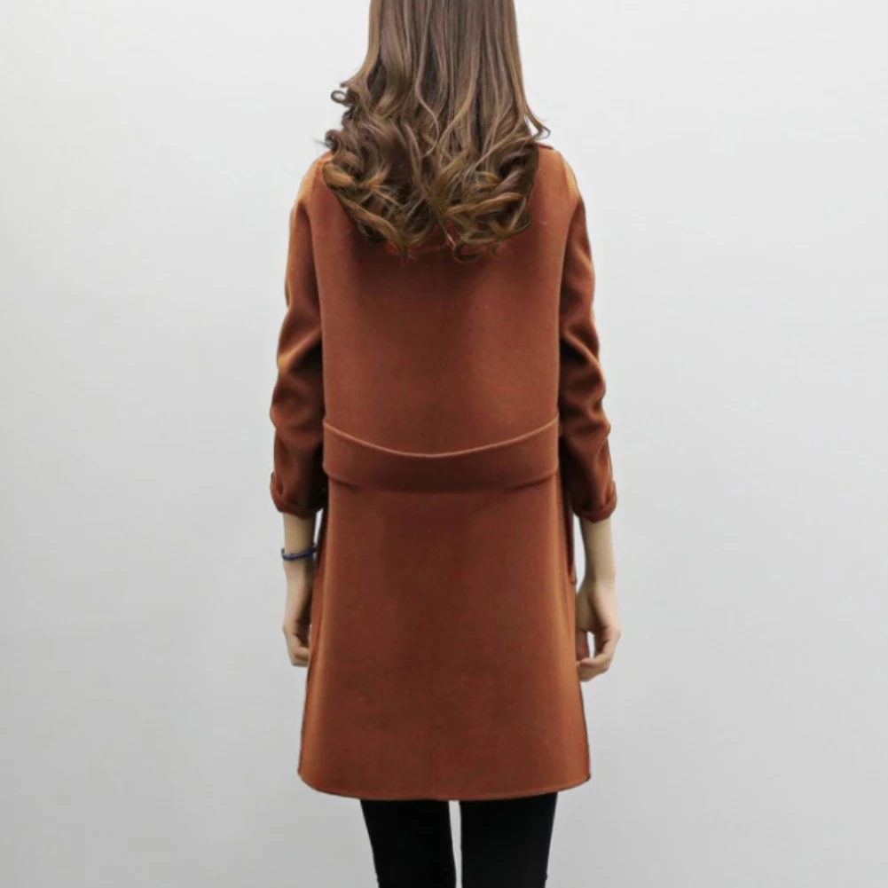 Women Autumn Winter Solid Color Lapel Double-breasted Woolen Midi Trench Coat for women Slim Coat 
Women Autumn Winter Solid Color Lapel Double-breasted Woolen Midi Trench Coat for women Slim Coat