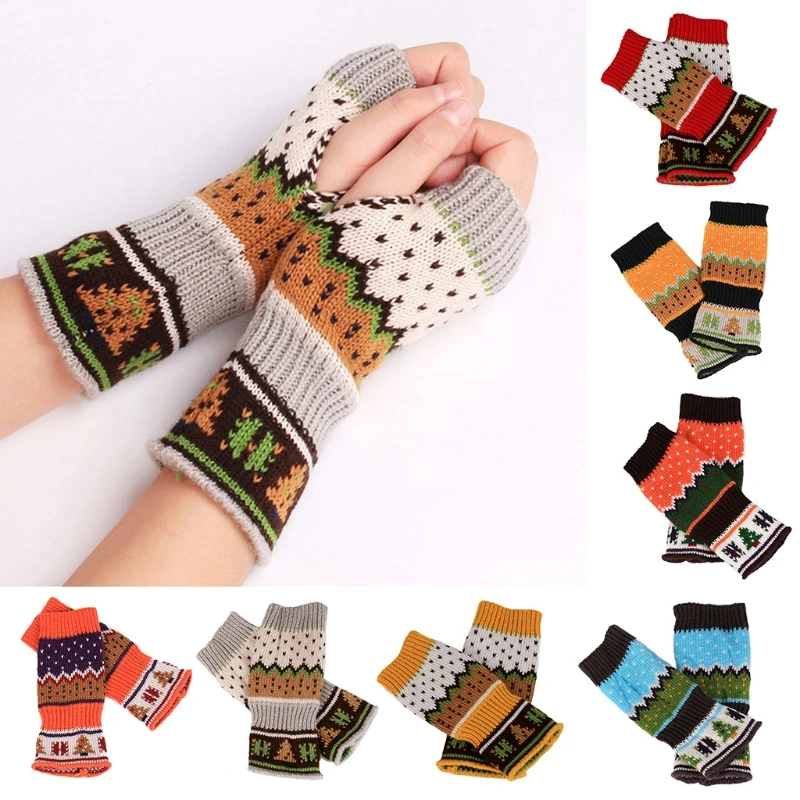 Women Winter Knitted Fingerless Gloves Contrast Colored Christmas Tree Jacquard Half Finger Mittens Thumbhole Arm Warmer 
Women Winter Knitted Fingerless Gloves Contrast Colored Christmas Tree Jacquard Half Finger Mittens Thumbhole Arm Warmer