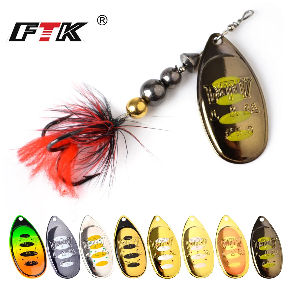 

1PCS Spinner Bait Fishing Lure Spoon Lures 8 colors 12g 18g With Feather Treble Hooks 1#-1/0# Wobblers Pike Metal Bass Hard Bait