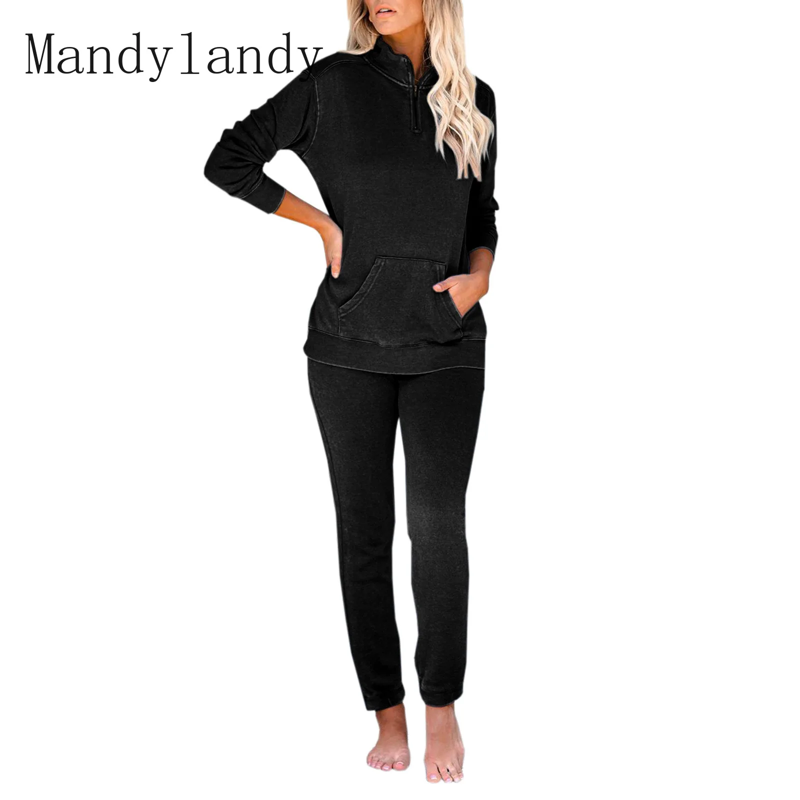 Mandylandy Autumn Long Sleeve Pocket Zipper Turtleneck Sweatshirt + High Waist Lace-up Pants Suit Women's Solid Slim Sports Suit
Mandylandy Autumn Long Sleeve Pocket Zipper Turtleneck Sweatshirt + High Waist Lace-up Pants Suit Women's Solid Slim Sports Suit