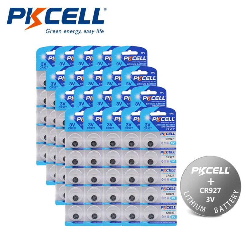 PKCELL 100pcs/pack CR927 927 DL927 BR927 ECR927 5011LC Button Cell Battery 3V Lithium Coin Cell
PKCELL 100pcs/pack CR927 927 DL927 BR927 ECR927 5011LC Button Cell Battery 3V Lithium Coin Cell