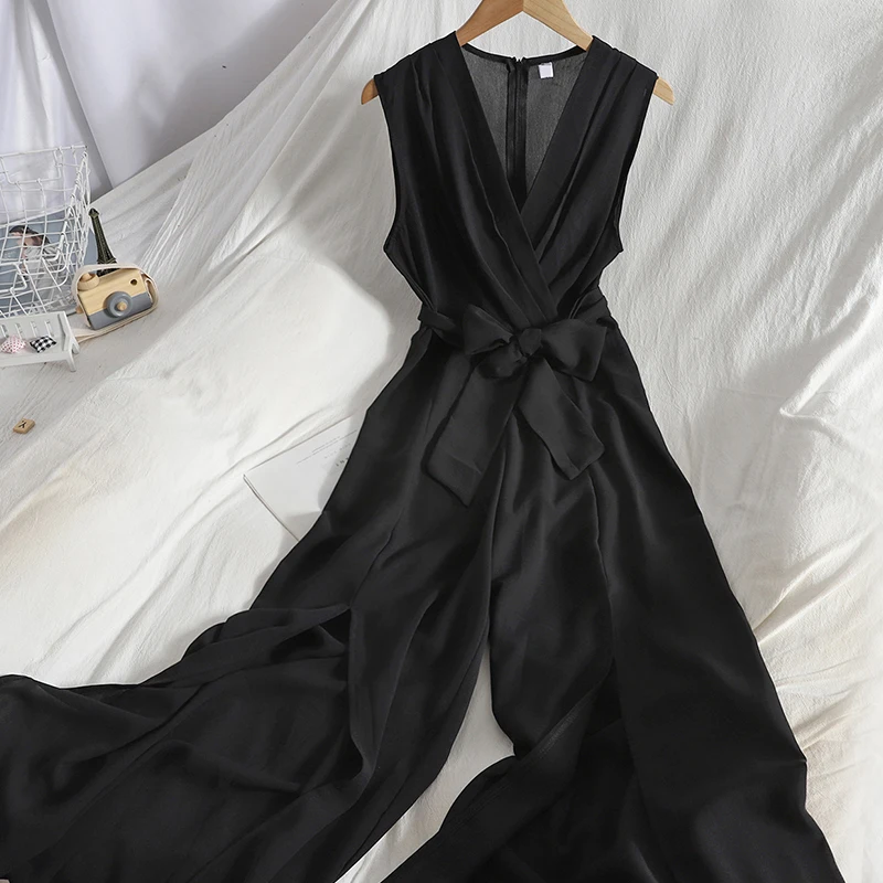 Sleeveless Solid Color Wild Waistband Jumpsuit Spring and Summer Temperament Wide-leg Wide-leg Trousers Women
Sleeveless Solid Color Wild Waistband Jumpsuit Spring and Summer Temperament Wide-leg Wide-leg Trousers Women