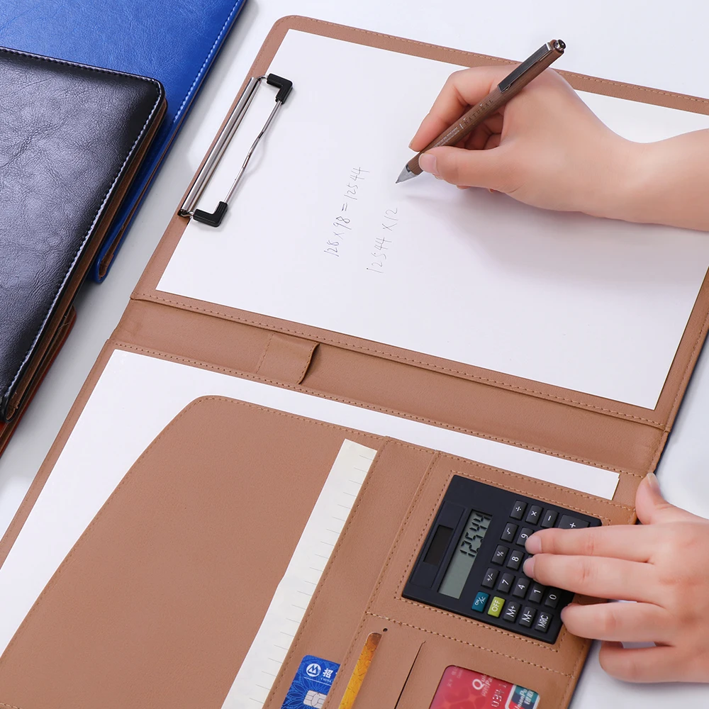 A4 Multifunctional Clip File Folder Business Manager With Calculator Notebook PU Leather Contract Pad Portfolio Office Supplies
A4 Multifunctional Clip File Folder Business Manager With Calculator Notebook PU Leather Contract Pad Portfolio Office Supplies