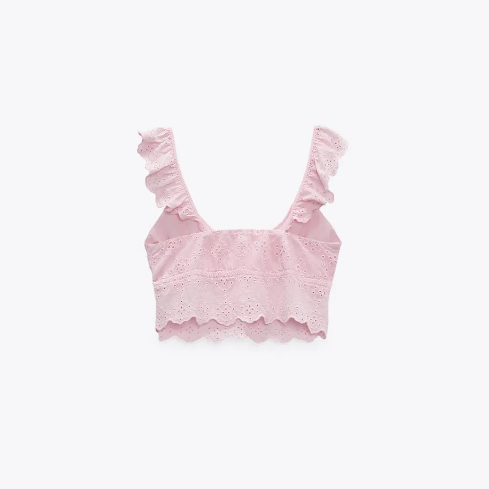 2021 ZA summer new women's clothing hollow embroidered short bowknot Suspender top RA 3666/093 3666093
2021 ZA summer new women's clothing hollow embroidered short bowknot Suspender top RA 3666/093 3666093