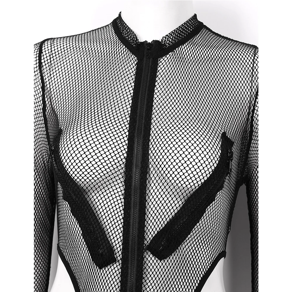 Fashion Women's One-piece Hollow Out Fishnet Round Neck Long Sleeves High Cut Zip Up Leotard Jumpsuit Sexy Bodysuits Clubwear
Fashion Women's One-piece Hollow Out Fishnet Round Neck Long Sleeves High Cut Zip Up Leotard Jumpsuit Sexy Bodysuits Clubwear