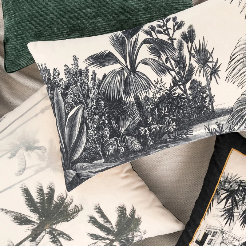 Матовый Бархатный Чехол для подушки с изображением животных тропической пальмы